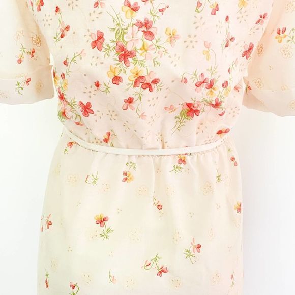 Vintage 1950s Retro Cottagecore Dress, Mid Century Boho Fairy Floral Shirt Dress - Picture 11 of 14